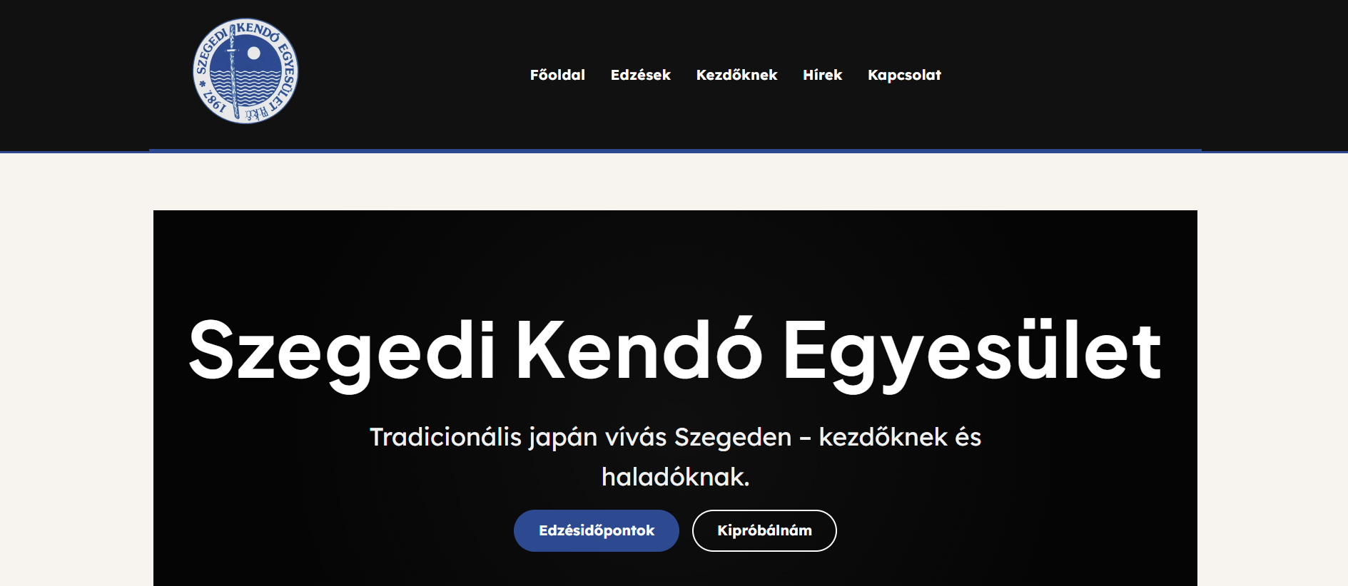 Redesigned Szeged Kendo Association homepage