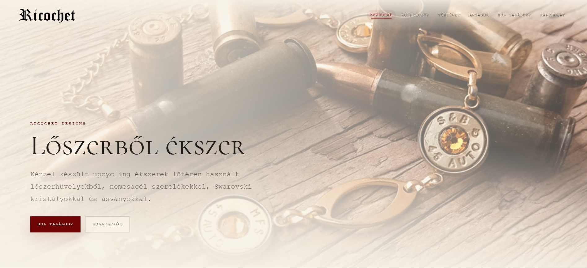 Ricochet Designs website homepage